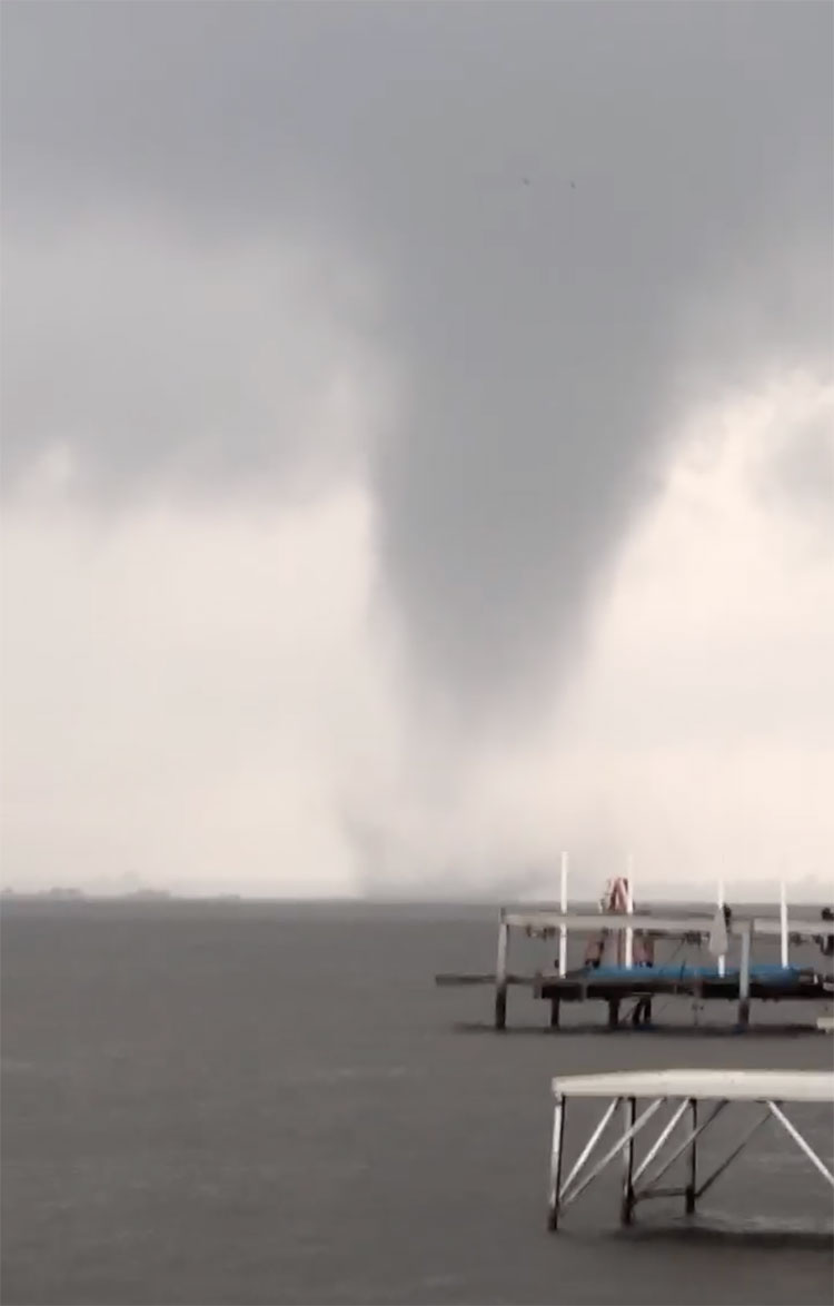 Water cyclone over Lake Buttes des Morts, June 2020